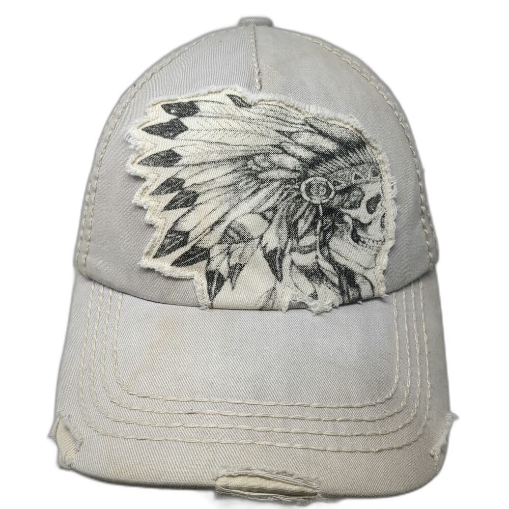 KBETHOS 5 Panel Gray One Size Skull Headdress Contrast Stitching Slideback Hat